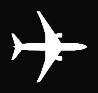 Airplane Silhouette Boeing 767 Die Cut Decal Vinyl Sticker   5.5" White: Everything Else