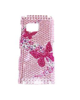 Modern Tech Pink/ Silver Butterfly Diamante Snap On Back Skin / Case / Cover for Nokia X6: Cell Phones & Accessories