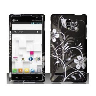 LG Optimus L9 P769 / P760 (T Mobile) White Flowers Design Hard Case Snap On Protector Cover + Free Neck Strap + Free Animal Rubber Band Bracelet: Cell Phones & Accessories