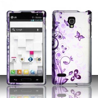 LG Optimus L9 P769 / P760 / MS769 Case (T Mobile / Metro Pcs) Purple Sensational Butterflies Hard Cover Protector with Free Car Charger + Gift Box By Tech Accessories: Cell Phones & Accessories