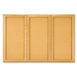 Quartet 367   Enclosed Bulletin Board, Natural Cork/Fiberboard, 72 x 48, Oak Frame QRT367 : Caller Id Displays : Electronics