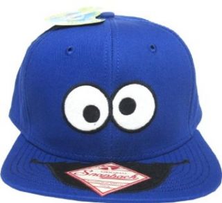 Sesame Street Cookie Monster Big Face Mens Blue Snapback: Movie And Tv Fan Apparel Accessories: Clothing