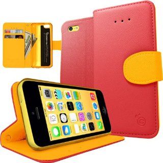 Caseology Apple iPhone 5C [Kaleidoscope Series]   Premium Leather Kick Flip Wallet Case (Hot Pink) with ID Credit Card Slots and Inner Pocket [Made in Korea] (for Verizon, AT&T Sprint, T mobile, Unlocked): Cell Phones & Accessories