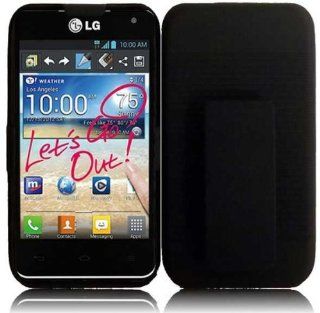 LG Motion 4G MS770 US770 Optimus Regard LW770 ( Cricket , Metro PCS ) Phone Case Accessory Charming Black Hard Cover Belt Clip Holster Combo with Built in Kickstand with Free Gift Aplus Pouch: Cell Phones & Accessories