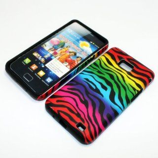 Samsung Galaxy S II S2 S 2 / SGH i777 AT&T ATT Black with Colorful Rainbow Zebra Animal Skin Design Combo Dual Layer Hybrid 2 in 1 Snap On Hard Protective Cover and Silicone Skin Soft Gel Case Cell Phone: Cell Phones & Accessories