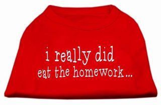 Mirage Pet Products I Really Did Eat The Homework Screen Print Shirt for Pets, XX Large, Red : Pet Supplies