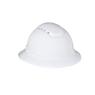 3M Full Brim Hard Hat H 801V, 4 Point Ratchet Suspension, Vented, White: Hardhats: Industrial & Scientific
