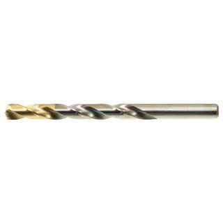 Drillco 450T Series High Speed Steel Jobber Drill Bit, Uncoated (Bright) Finish with TiN Coated Tip, Round Shank, Spiral Flute, 135 Degree Split Point, #5 Size (Pack of 12): Industrial & Scientific