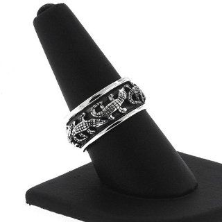 .925 Sterling Silver Men's Alligator Spinner Band Ring (11): Jewelry