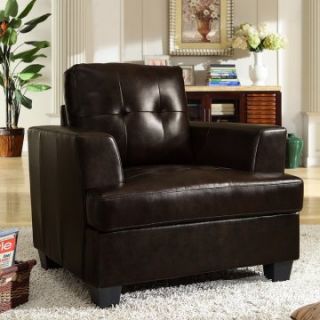 Keaton Bonded Leather Chair   Brown   Leather Club Chairs