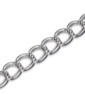 .925 Sterling Silver Curb Chain Double Link Bracelet Jewelry