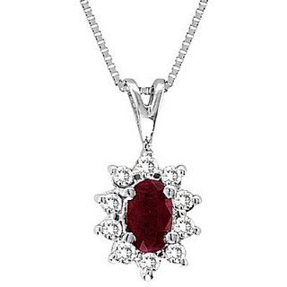 14k Gold Lady Di Ruby and Diamond Pendant: Jewelry