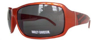 Harley Davidson HDX 809 Shiny Aluminum Orange (OR 3) Rectangle Sunglasses: Clothing