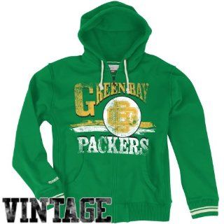 Mitchell & Ness Green Bay Packers Start of the Season Full Zip Hoodie Sweatshirt   Green : Sports Fan Apparel : Sports & Outdoors