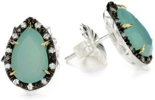 Elizabeth and James Thorns Sterling Silver Aqua Chalcedony Stud Earrings: Jewelry