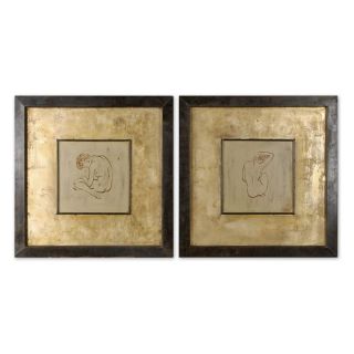 Nude hand painted Oil   Set of 2   29W x 29H in.   Framed Wall Art