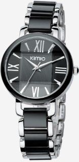 KIMIO K470L Ladies Roman Quartz Wrist Watch Daily Resin Bracelet Wristwatch Stainless Steel Black: Watches