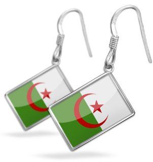 Earrings "Algeria Flag" with French Sterling Silver Earring Hooks: Dangle Earrings: Jewelry