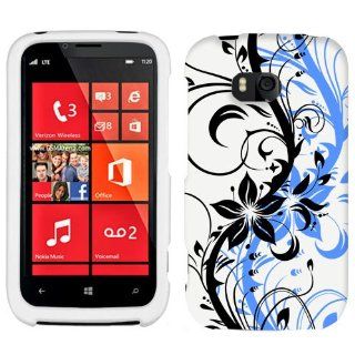 Nokia Lumia 822 White and Blue with Black Flower Cover: Cell Phones & Accessories