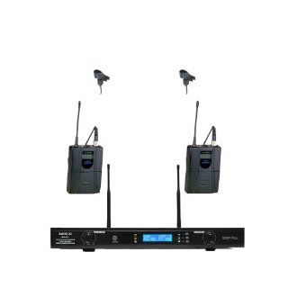 Awisco UHF 822l141 2 Channel Lapel (Lavalier) Wireless Microphone: Musical Instruments