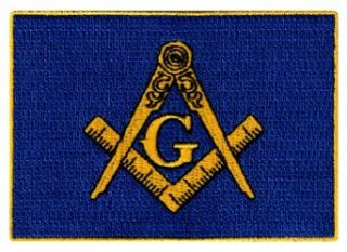 Masonic Flag Patch Embroidered Iron On Freemason Lodge Emblem Mason G Square Compass Logo: Clothing