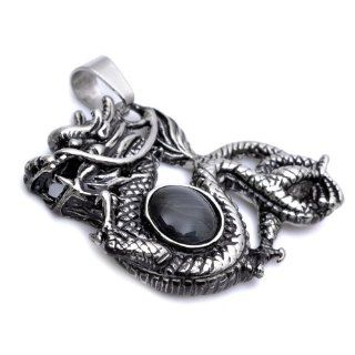 K Mega Jewelry Stainless Steel Black Dragon Mens Pendant Necklace P801 [Jewelry]: Jewelry