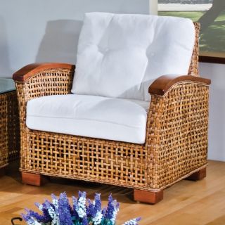 Hospitality Rattan Pegasus Rattan & Wicker Lounge Chair with Cushions   Natural   Wicker Furniture