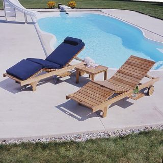Three Birds Teak Chaise Lounge   Outdoor Chaise Lounges
