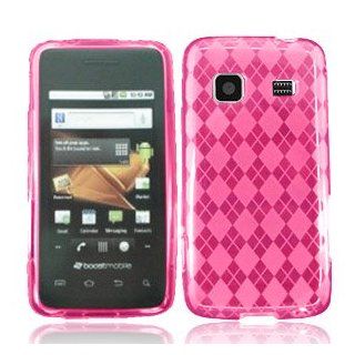 Straight Talk Samsung Galaxy Precedent SCH M828C Accessory   Pink Plaid TPU soft Skin Gel Case Cover Protective Case Cover+LF Stylus Pen: Cell Phones & Accessories