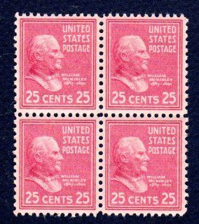 Postage Stamps United States. Block of Four 25 Cents Deep Red Lilac, William McKinley, Presidential Issue Stamps, Dated 1938 54, Scott #829.: Everything Else