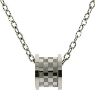 Stainless Steel Checker Design Barrel Love Foreve Pendant Necklace 22 inches by Bucasi: Jewelry