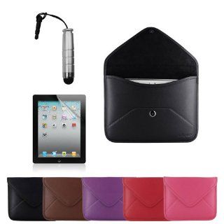Skque® Black Envelope Style Leather Sleeve Case + Touch Screen Stylus Pen with 3.5mm Dustplug + Clear Crystal Screen Protector for Apple iPad 2 / iPad 3 / iPad 4 with Retina Display: Computers & Accessories
