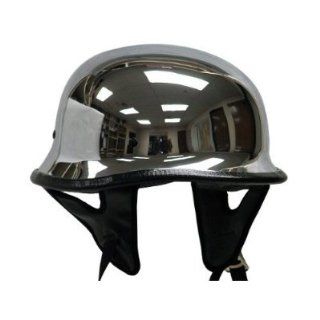DOT German Silver CHROME Motorcycle Half Helmet Bike~XL(HY809 XL CHRM): Automotive