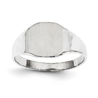 14k White Gold Signet Ring. Gold Weight  2.88g. 9.2mm x 8.1mm face: Jewelry
