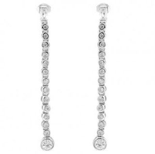 Sterling Silver Snake Earrings Lined Up with High Quality Round Cut Colorless Cz: Silver Jewelry Forever: Jewelry