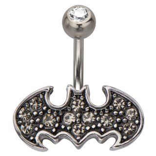 Belly Button Ring Navel 316L Surgical Steel, Cubic Zirconia Batman Body Accentz®: Jewelry