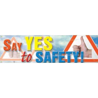 Accuform Signs MBR835 Reinforced Vinyl Motivational Safety Banner "SAY YES to SAFETY!" with Metal Grommets, 28" Width x 8' Length: Industrial Warning Signs: Industrial & Scientific