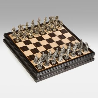 15 Inch Civil War Chess Set with Pewter Chessmen   Chess Sets