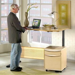 Jesper Sit and Stand Height Adjustable Desk   Maple   Office