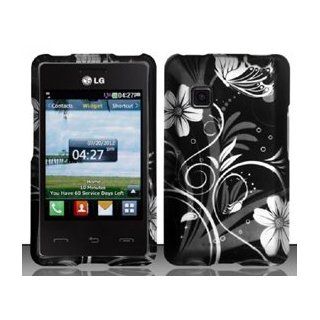 3 Items Combo For LG 840G (StraightTalk/Net 10/Tracfone) White Flowers Design Snap On Hard Case Protector Cover + Free Opening Tool + Free American Flag Pin Cell Phones & Accessories