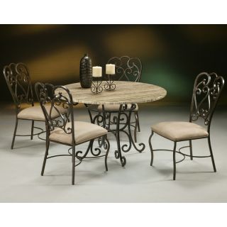 Pastel Magnolia 5 pc. Poly Travertine Top Dining Table Set   Dining Table Sets