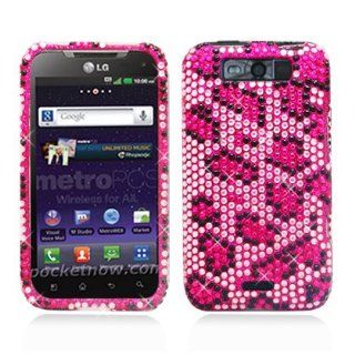 Aimo Wireless LGMS840PCDI123 Bling Brilliance Premium Grade Diamond Case for LG Connect 4G LS840   Retail Packaging   Pink Leopard: Cell Phones & Accessories