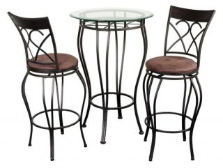 Fancy Glass Top 3 Piece Pub Table Set   Dining Table Sets