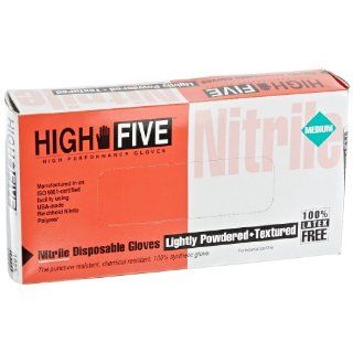 High Five N842 10 Nitrile Glove, Chemical Resistant, Powdered, 5 6 mil Thickness, 9 1/2" Length, Medium, Blue (Case of 1000): Science Lab Chemical Resistant Gloves: Industrial & Scientific