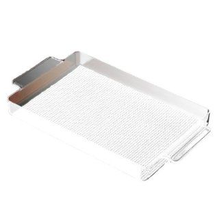Kraftware 12 by 20 Inch Lucite Rectangular Tray Lined with Skid Resistant Fishnet, White Fabric: Kitchen & Dining