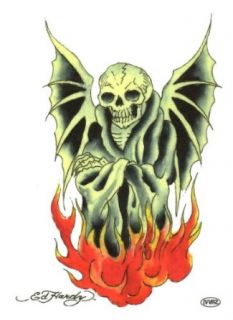 Ed Hardy Grim Reaper Temporary Body Art Tattoos 3" x 4": Clothing