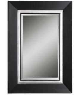 Uttermost Whitmore Matte Black & Silver Vanity Wall Mirror   30W x 40H in.   Wall Mirrors