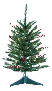 24 in. Mixed Berries and Pinecone Miniature Pre lit Christmas Tree with Plastic Base   Specialty Christmas Trees