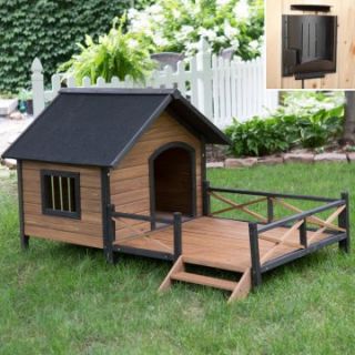 Boomer & George Lodge Dog House with Porch & Heater   Large   Dog Houses