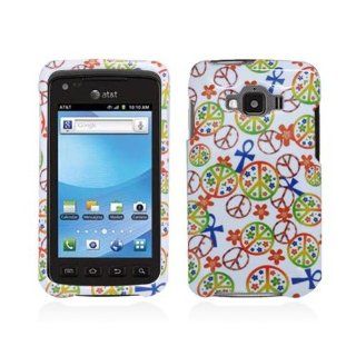 White Rainbow Peace Sign Hard Cover Case for Samsung Rugby Smart SGH I847 Cell Phones & Accessories